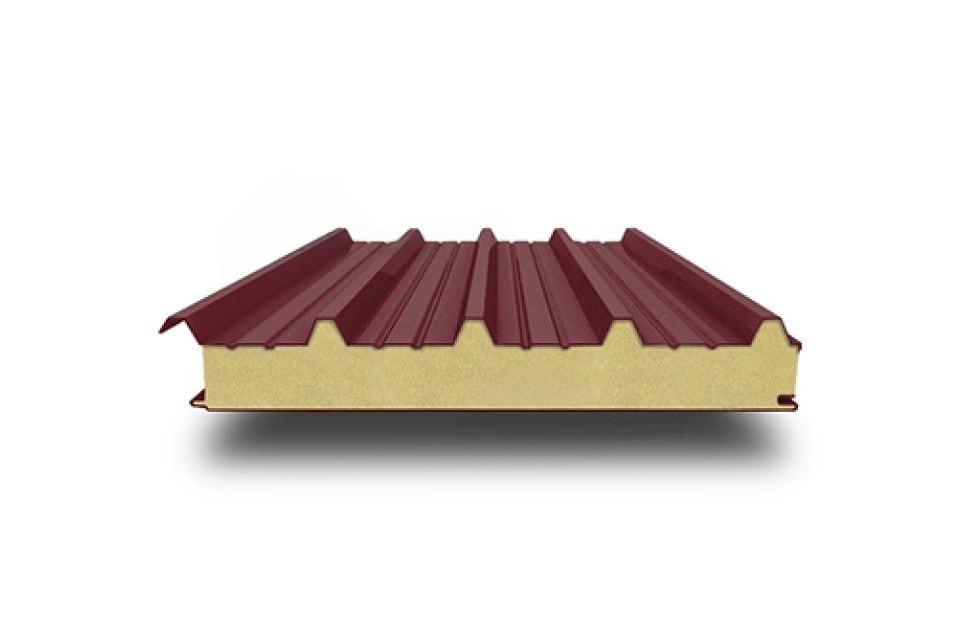 Кровельная сэндвич-панель с минеральной ватой, 1000х120 мм, 0.5/0.5, Quarzit